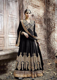 KJ02 BLACK KAJOL EMBROIDERED ANARKALI SUIT - Asian Party Wear