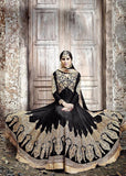 KJ02 BLACK KAJOL EMBROIDERED ANARKALI SUIT - Asian Party Wear