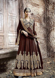 KJ01 DARK BROWN KAJOL EMBROIDERED ANARKALI SUIT - Asian Party Wear