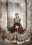 KJ01 DARK BROWN KAJOL EMBROIDERED ANARKALI SUIT - Asian Party Wear