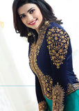 TURQUOISE KASEESH MAHARANI JACKET STYLE PARTY WEAR SUIT - Asian Party Wear