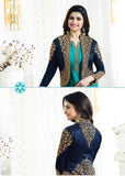 TURQUOISE KASEESH MAHARANI JACKET STYLE PARTY WEAR SUIT - Asian Party Wear