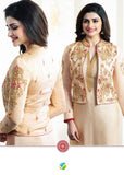 CREAM KASEESH MAHARANI JACKET STYLE PARTY WEAR SUIT - Asian Party Wear