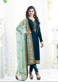 BLUE KASEESH MAHARANI STRAIGHT CUT PRACHI SUIT - Asian Party Wear