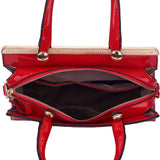 LS00259 - Red Metal Frame Top Grab Tote Bag - Asian Party Wear