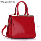 LS00259 - Red Metal Frame Top Grab Tote Bag - Asian Party Wear