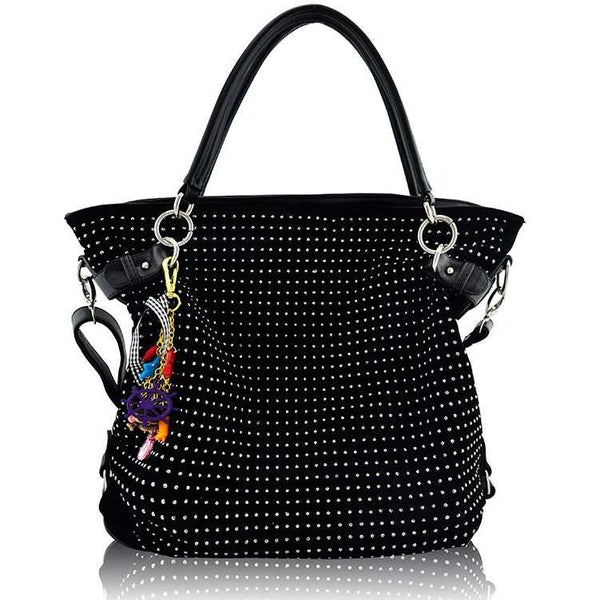 LS8001 - Black Diamante Tote Shoulder Designer Handbag - Asian Party Wear