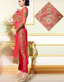 L19007 PINK LAVINA HEAVY EMBRIODERD DESIGNER DRESS - Asian Party Wear