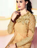 L19008 GOLD LAVINA HEAVY EMBRIODERD DESIGNER DRESS - Asian Party Wear