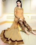 L19008 GOLD LAVINA HEAVY EMBRIODERD DESIGNER DRESS - Asian Party Wear