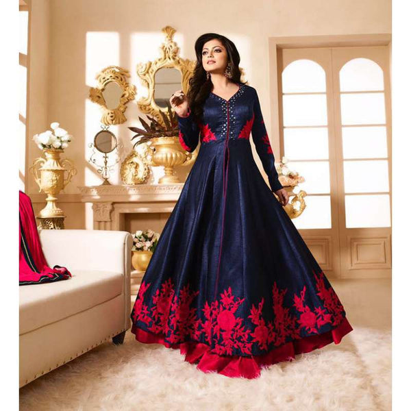 NAVY BLUE MAISHA MASKEEN SEEP WEDDING WEAR ANARKALI SUIT - Asian Party Wear