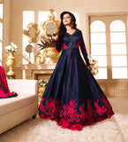 90001 NAVY BLUE AND RED LT NITYA PARTY WEAR ANARKALI SUIT - Asian Party Wear