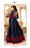 90001 NAVY BLUE AND RED LT NITYA PARTY WEAR ANARKALI SUIT - Asian Party Wear