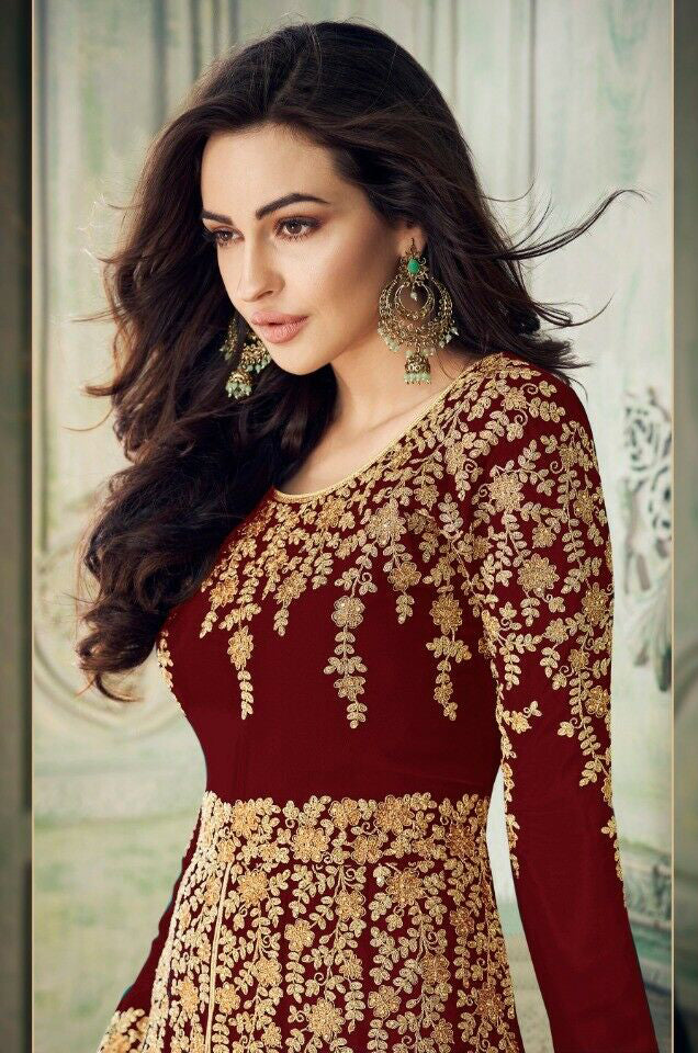 MAROON MODERN FRONT SLIT STYLE INDIAN DRESS MAROON MODERN FRONT SLIT STYLE INDIAN DRESS