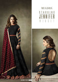 Black Jacquard Anarkali Dress Evening Gown - Asian Party Wear