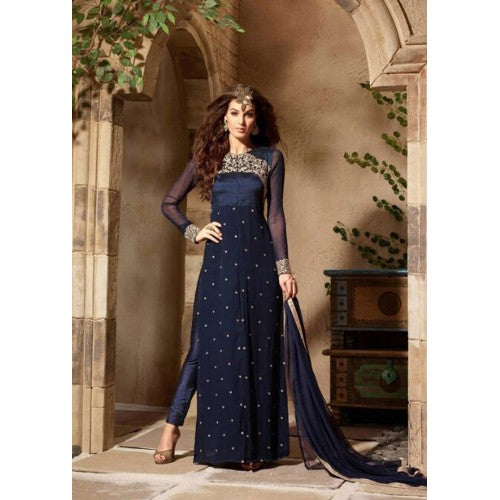 Z3103-E BEST SELLER 3103-E  NAVY BLUE MAISHA COPY INFINITY ADDICTION SUIT - Asian Party Wear