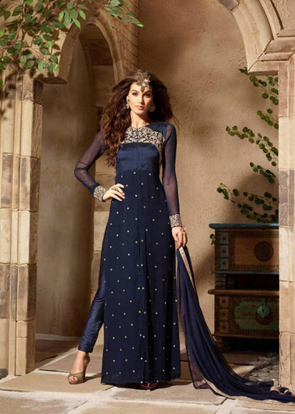 ORIGINAL BEST SELLER 3103 DARK BLUE MAISHA INFINITY EMBROIDERED EID SUIT - Asian Party Wear