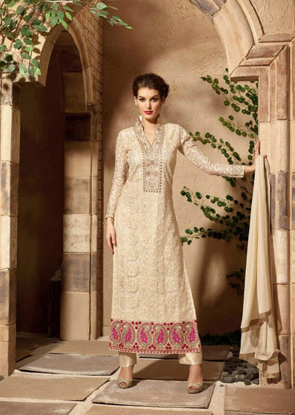 3106 CREAM MAISHA INFINITY EMBROIDERED EID SUIT - Asian Party Wear