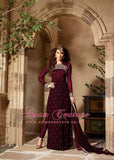 BEST SELLER 3103-F PLUM MAISHA ORIGINAL ADDICTION SUIT - Asian Party Wear