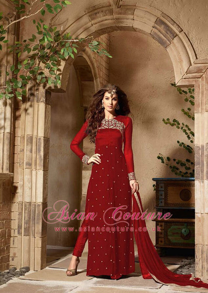 BEST SELLER 3103-C RED MAISHA COPY INFINITY ADDICTION SUIT - Asian Party Wear