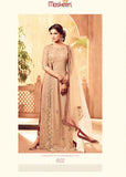 4502 BROWN AND RED MAISHA MASKEEN DESIGNER WEDDING WEAR FLOOR LENGTH DRESS - Asian Party Wear