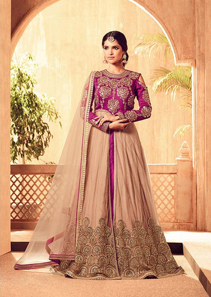 4504 PURPLE AND BROWN MAISHA MASKEEN WEDDING WEAR LEHENGA - Asian Party Wear