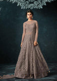 GREY INDIAN PARTY AND EVENING GOWN - Asian Party Wear