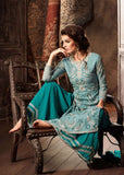 TURQUOISE MOHINI GLAMOUR VOL 34 SEMI STITCHED DESIGNER SALWAR SUIT - Asian Party Wear