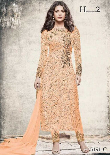 ZH5191-C ORANGE HEROINE PRIYANKA CHOPRA STRAIGHT CUT SALWAR KAMEEZ - Asian Party Wear