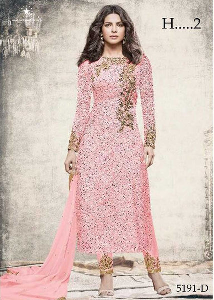 ZH5191-A PINK HEROINE PRIYANKA CHOPRA STRAIGHT CUT SALWAR KAMEEZ - Asian Party Wear