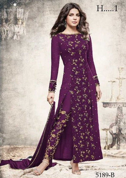 5189-B PURPLE HEROINE STARDIVA PRIYANKA CHOPRA HIT SALWAR KAMEEZ - Asian Party Wear