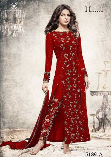 5189-A RED HEROINE STARDIVA PRIYANKA CHOPRA HIT SALWAR KAMEEZ - Asian Party Wear