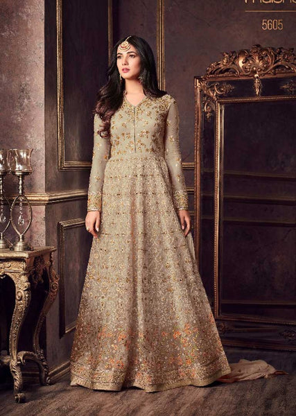 Beige Indian Bridesmaid Wedding Gown - Asian Party Wear