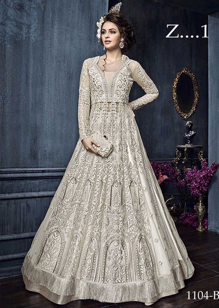 22004-D OFF WHITE EMBROIDERED INDIAN BRIDAL WEDDING LEHENGA 22004-D OFF WHITE EMBROIDERED INDIAN BRIDAL WEDDING LEHENGA