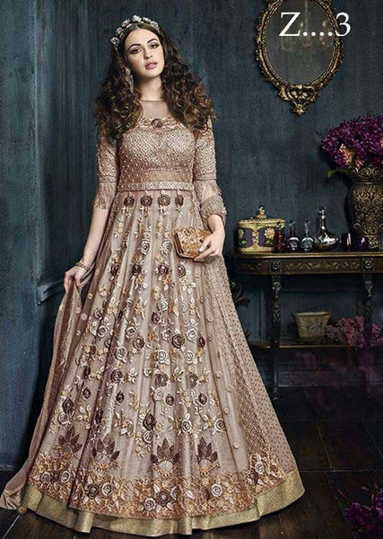 22001-A NUDE HEAVY EMBROIDERED INDIAN BRIDAL WEDDING LEHENGA - Asian Party Wear