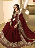 RED INDIAN STYLE EMBROIDERED MEHNDI WEAR ANARKALI GOWN - Asian Party Wear