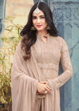 BEIGE INDIAN PAKISTANI PARTY WEAR SALWAR SUIT - Asian Party Wear