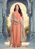 ORANGE AND BEIGE INDIAN PAKISTANI PARTY WEAR SALWAR SUIT - Asian Party Wear