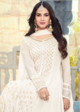 BRILLIANT WHITE INDIAN PAKISTANI PARTY WEAR ANARKALI DRESS - Asian Party Wear