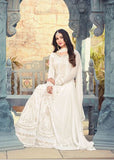 BRILLIANT WHITE INDIAN PAKISTANI PARTY WEAR ANARKALI DRESS - Asian Party Wear