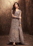 GREY EMBELLISHED TAIL DESIGNER EVENING GOWN - Asian Party Wear