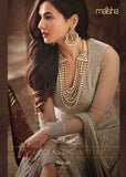 BEIGE EMBELLISHED TAIL DESIGNER EVENING GOWN - Asian Party Wear