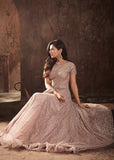 Hot Pink Embellished Evening Gown - Asian Party Wear