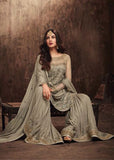 GREY DESIGNER SHARARA GHARARA SUIT - Asian Party Wear