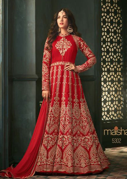 Red Indian Party Wear Asian Anarkali Wedding Bridal Dress - Asian Party Wear