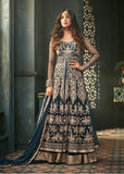 Sailor Blue Indian Party Wear Asian Anarkali Wedding Bridal Dress - Asian Party Wear