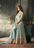 Sky Blue Indian Party Wear Asian Anarkali Wedding Bridal Dress - Asian Party Wear