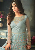 Sky Blue Indian Party Wear Asian Anarkali Wedding Bridal Dress - Asian Party Wear