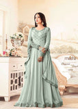 4602-C LIGHT BLUE MAISHA ZARI DESIGNER WEDDING WEAR LEHENGA STYLE DRESS - Asian Party Wear