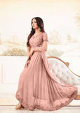 ZMZ4602-B PINK MAISHA ZARI DESIGNER WEDDING WEAR LEHENGA STYLE DRESS - Asian Party Wear